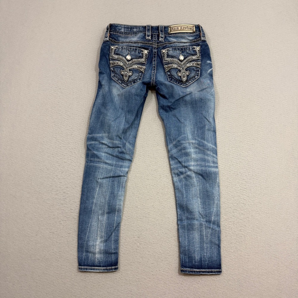 Rock Revival Jeans Womens 26 Blue Celinda Ankle Skinny Embellished Distressed